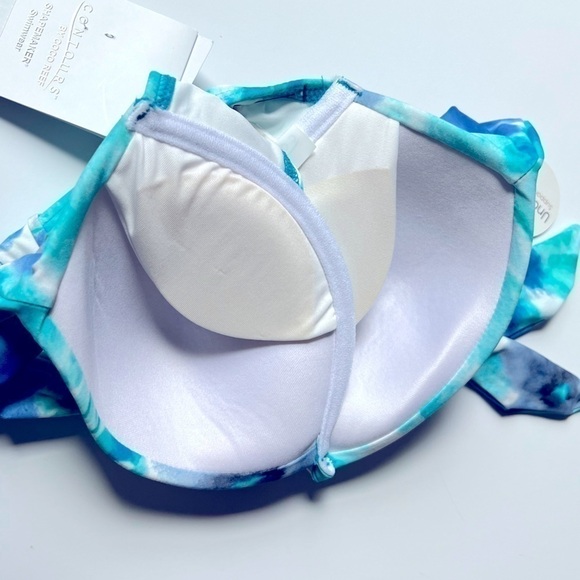 COCO REEF  Contours Cameo Printed Bra-Sized Halter Bikini Top 8/ 32C New Blue - Picture 11 of 11